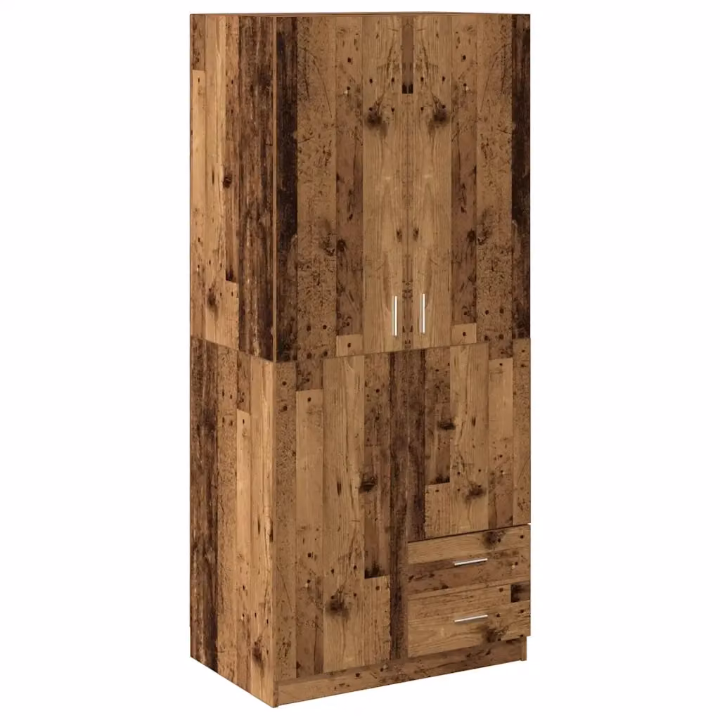 Armadio in legno stile antico marrone vidaXL con ante a battente e cassetti integrati L/P/H: 80 x 52 x 180 cm – 2