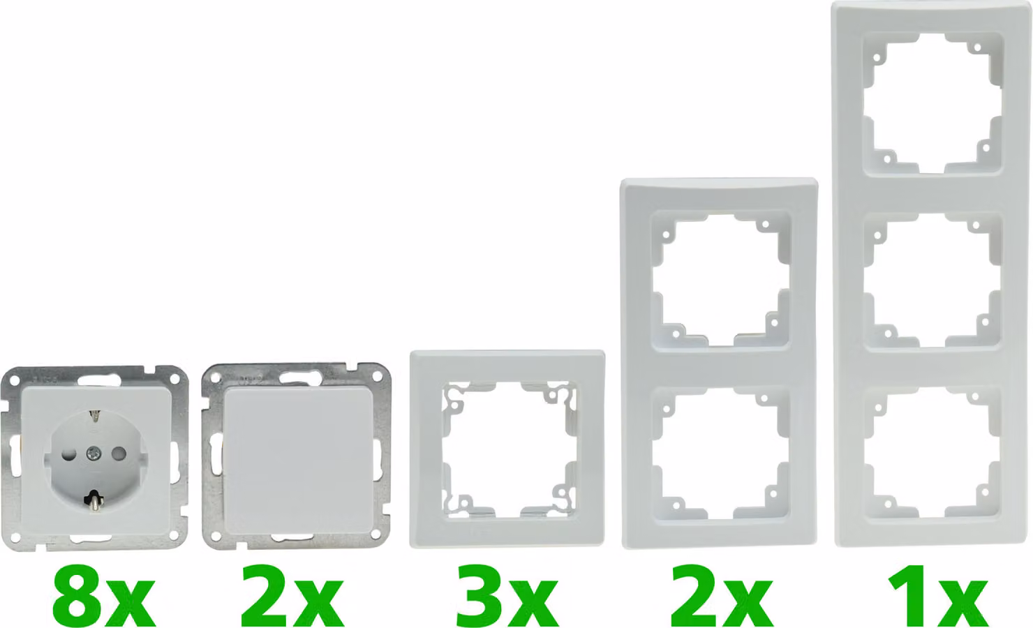 ChiliTec DELPHI starter kit, 16 pezzi PRO, bianco 8x presa di corrente, 2x interruttore, collegamento a morsetto