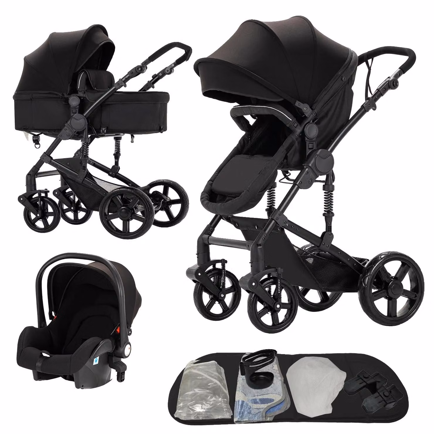 Passeggino per bambini, leggero, design pieghevole, colore nero (modello B588)