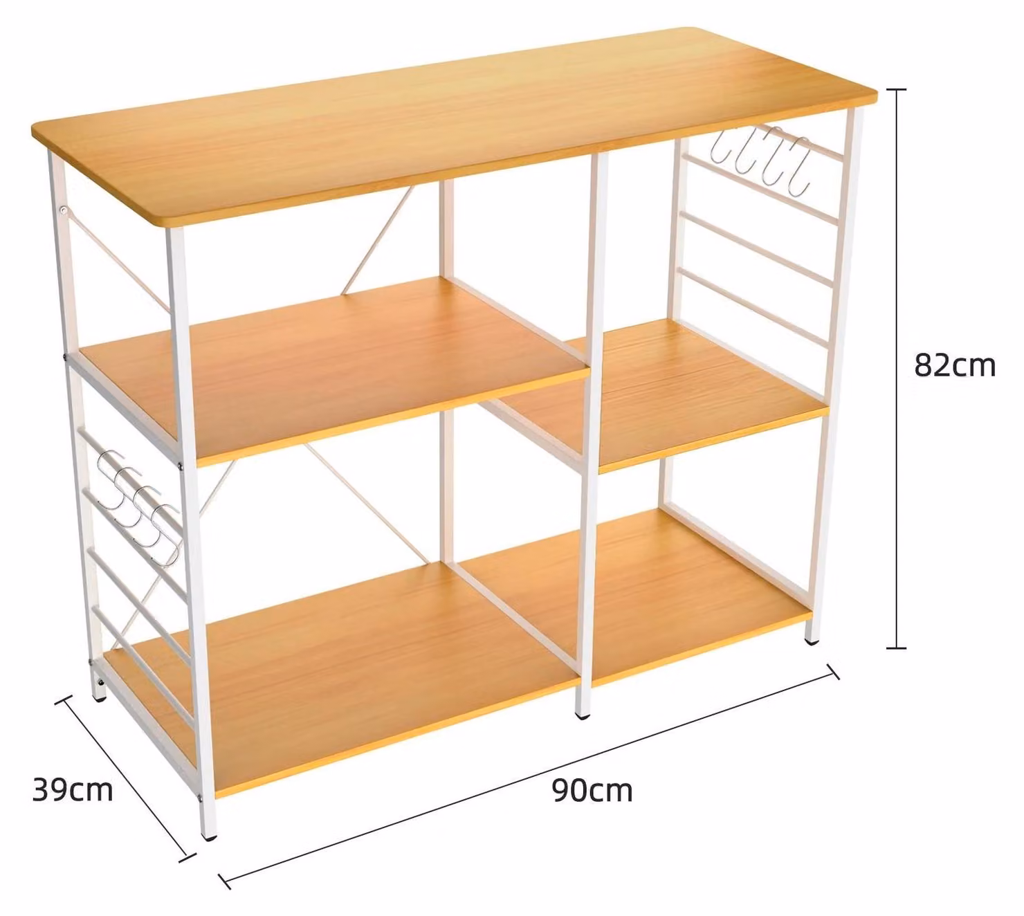 Ripiano per cucina - Ripiano per microonde a 4 livelli - Scaffale per cucina, ideale per la zona caffè - Scaffale autoportante salvaspazio in legno - Colore legno