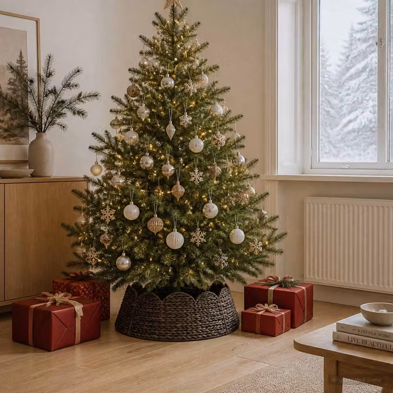 vidaXL Collare per Albero di Natale Rotondo Nero Ø 75 x 25 cm