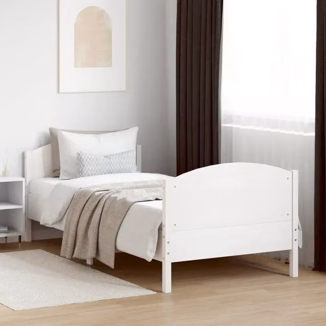 Letto singolo in legno massello di pino bianco vidaXL L/P/H: 90 x 200 cm – 1