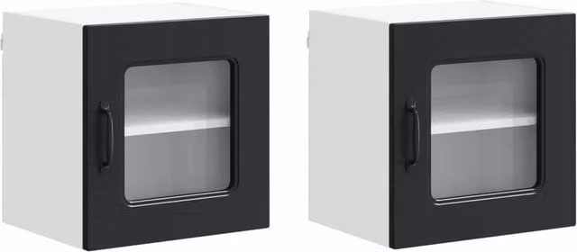 Set di 2 pratici pensili da cucina 40 x 31 x 40 cm in legno composito nero 02_0053516