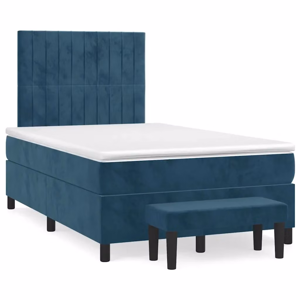 Giroletto a Molle con Materasso vidaXL in Velluto Blu e Bianco L/P/H: 120 x 200 cm – 2