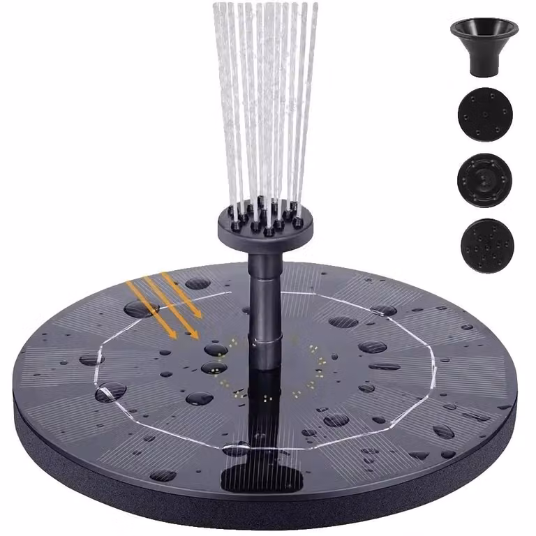 Pompa per fontana, alimentata a energia solare, con più ugelli, set