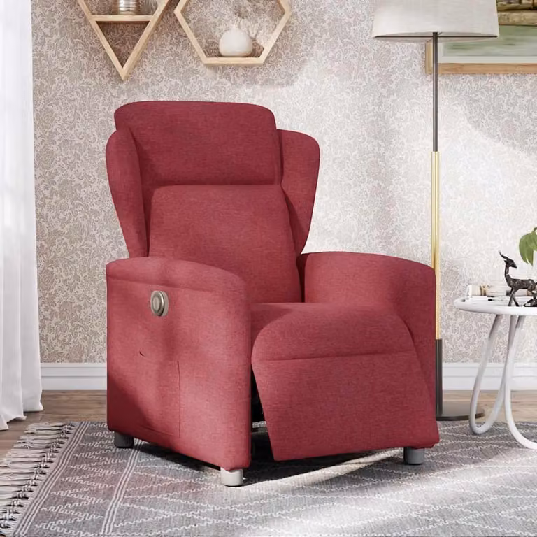 vidaXL Poltrona relax in tessuto rosso vino elettrico