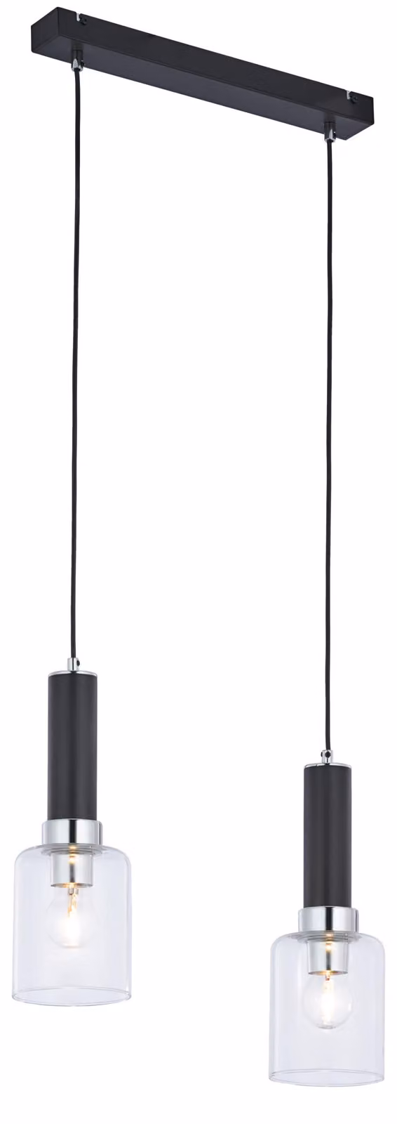 Lampada a sospensione TULUZA nera-cromata 2xE27x40W in metallo, dimensioni: 80x44x12 cm, IP20, Jupiter