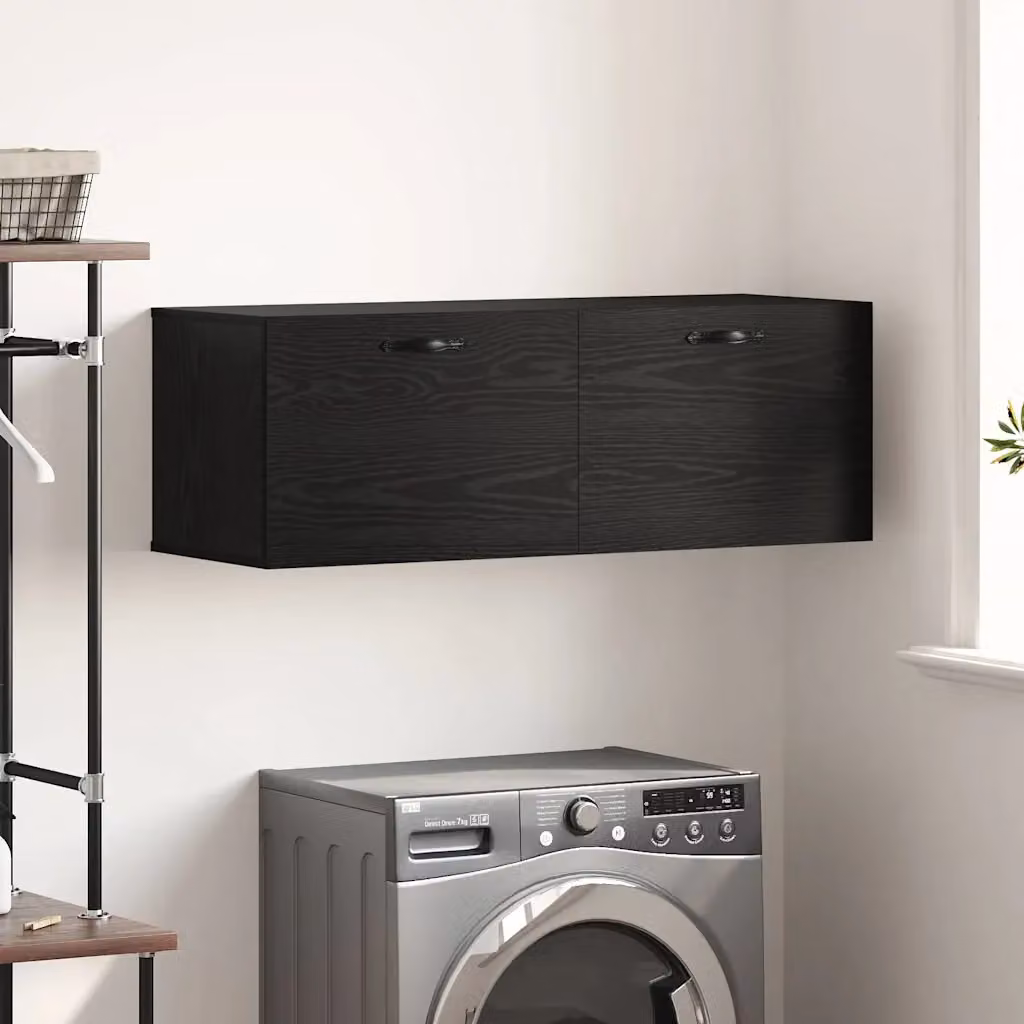 vidaXL Mobiletto a muro moderno in MDF con ante a battente, disponibile in nero o marrone, L 100 x P 36,5 x H 35 cm