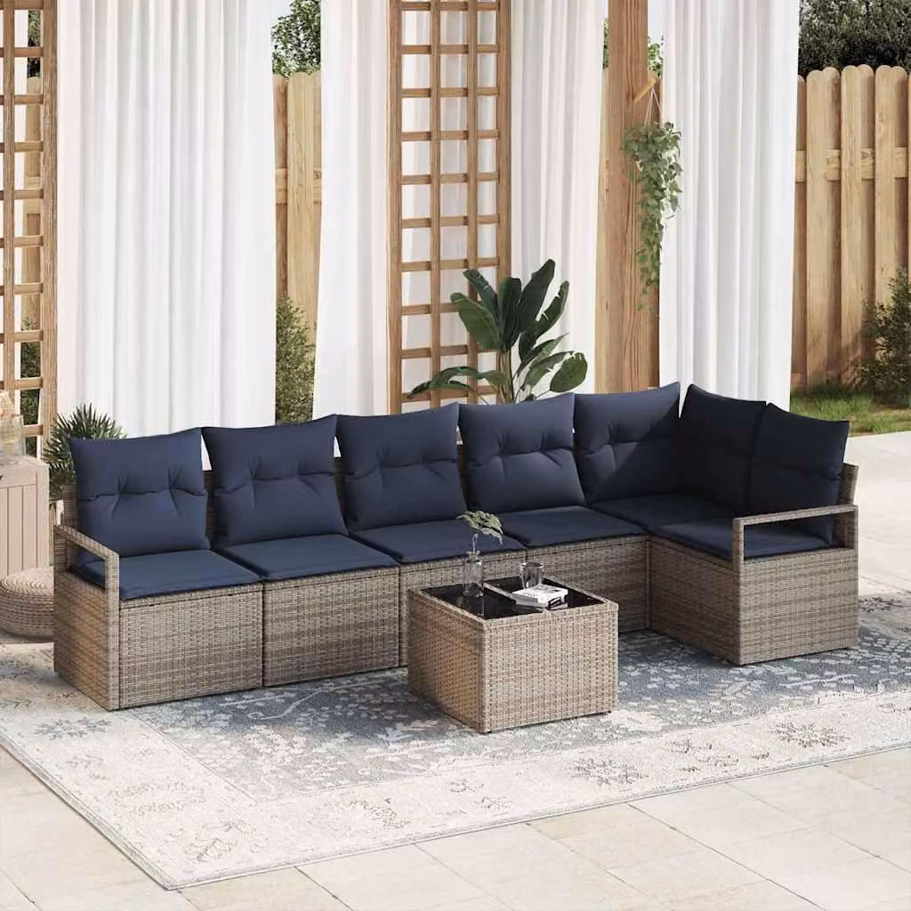 Maison Exclusive - Set di divani componibili, 7 pezzi, grigio [Materiale sintetico]: rattan sintetico