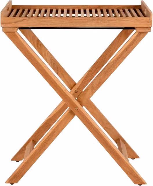 Tavolino Ronda con vassoio in teak naturale 60x40x70 cm