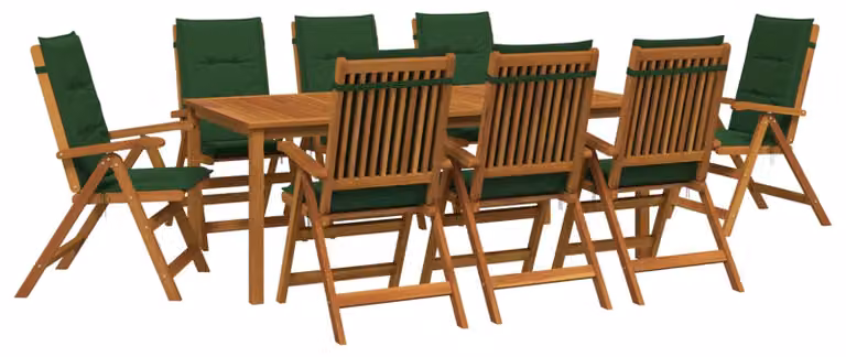 Set da giardino da 9 pezzi, realizzato in legno massello di acacia naturale