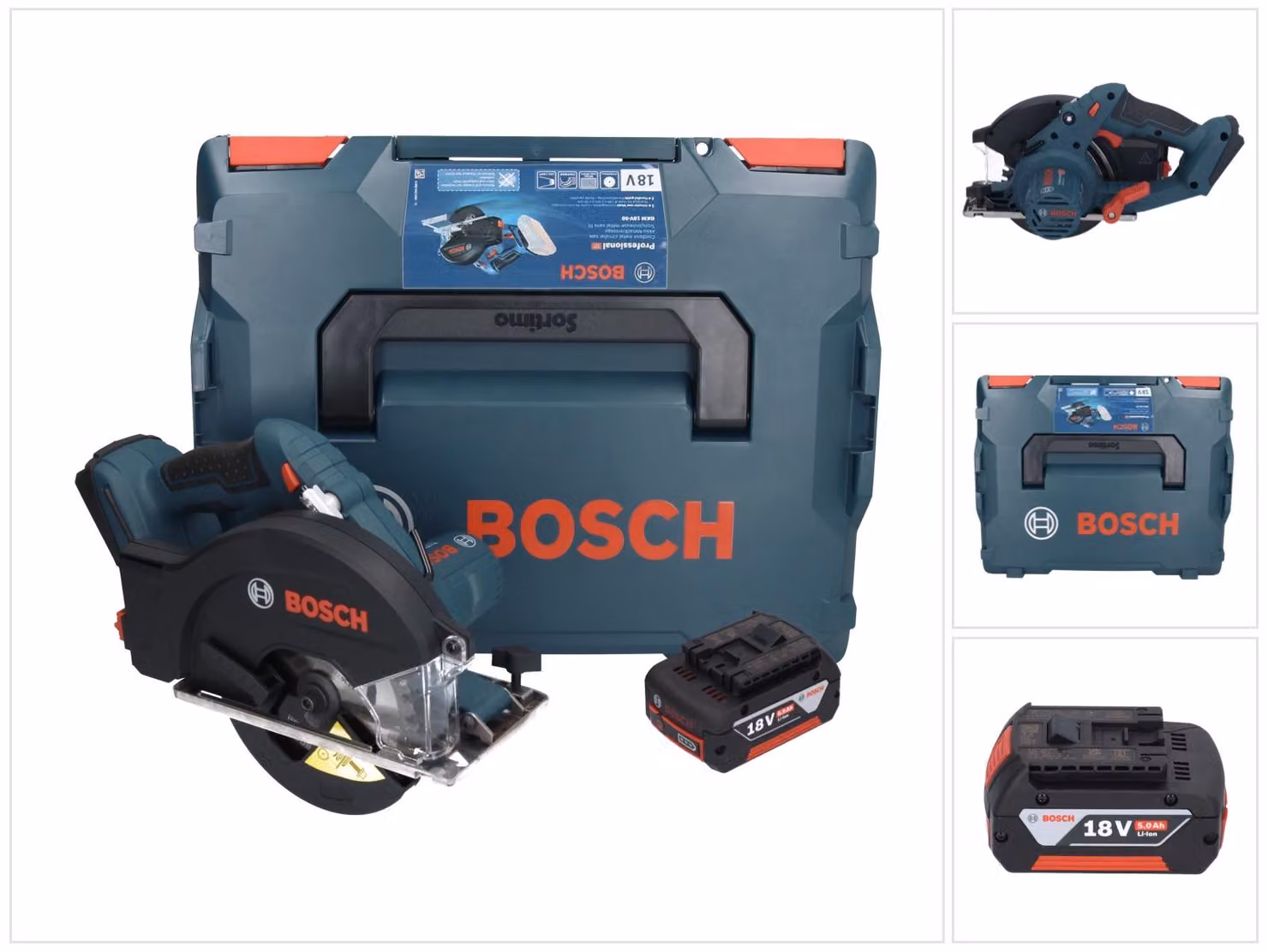 Bosch GKM 18V-50 Sega circolare professionale a batteria per metalli 18 V 136 mm brushless + 1x batteria ricaricabile 5,0 Ah + L-Boxx - senza caricabatterie