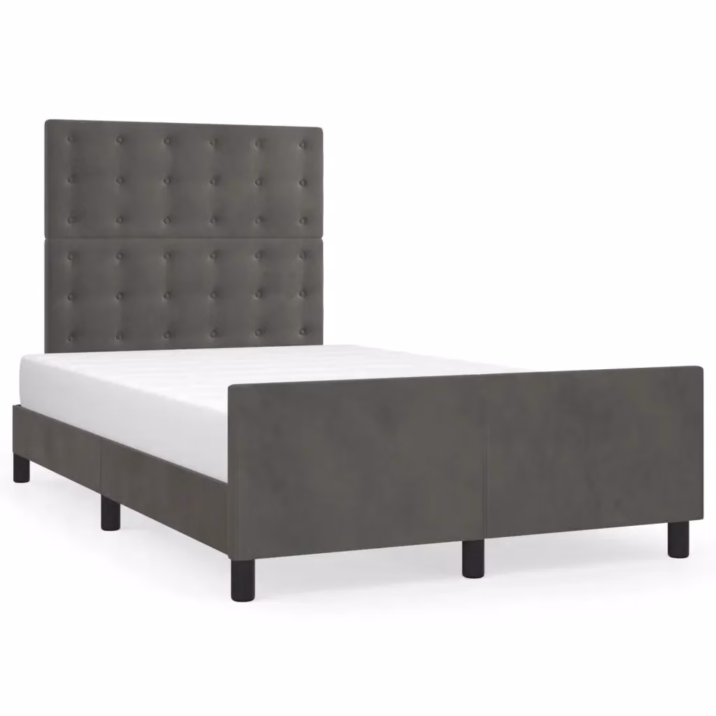 Giroletto vidaXL in Velluto Grigio con Struttura Imbottita e Doghe in Legno L/P/H: 120 x 200 cm – 2