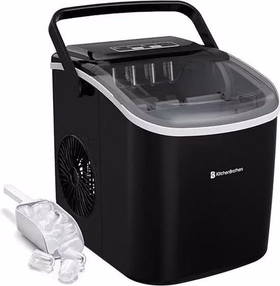 Macchina per congelare cubetti di ghiaccio - 1,2L - 100W - 220V - ABS-plastica - metallo rame - funzione di autoigiene - nero -