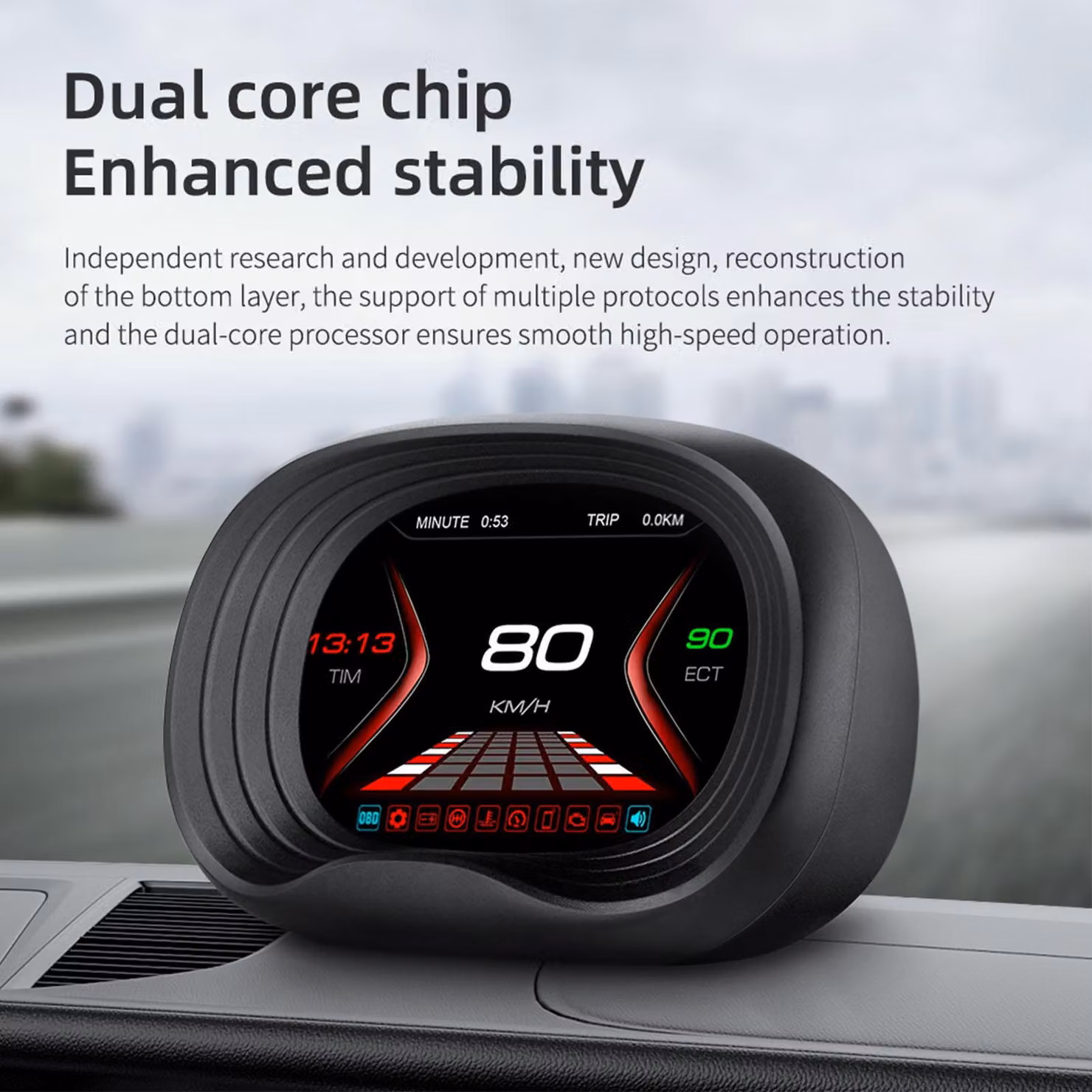 Misuratore digitale OBD HUD, temperatura, velocità, chilometraggio, indicatore di pressione, indicatore di diagnosi automatica, sovravelocità, tensione, cruscotto, allarme, strumento di misura