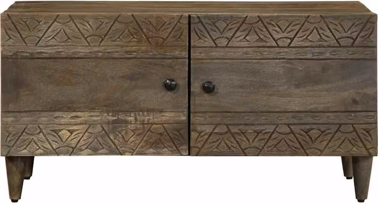 Tavolino grigio chiaro 80x50x40 cm in legno massiccio di mango