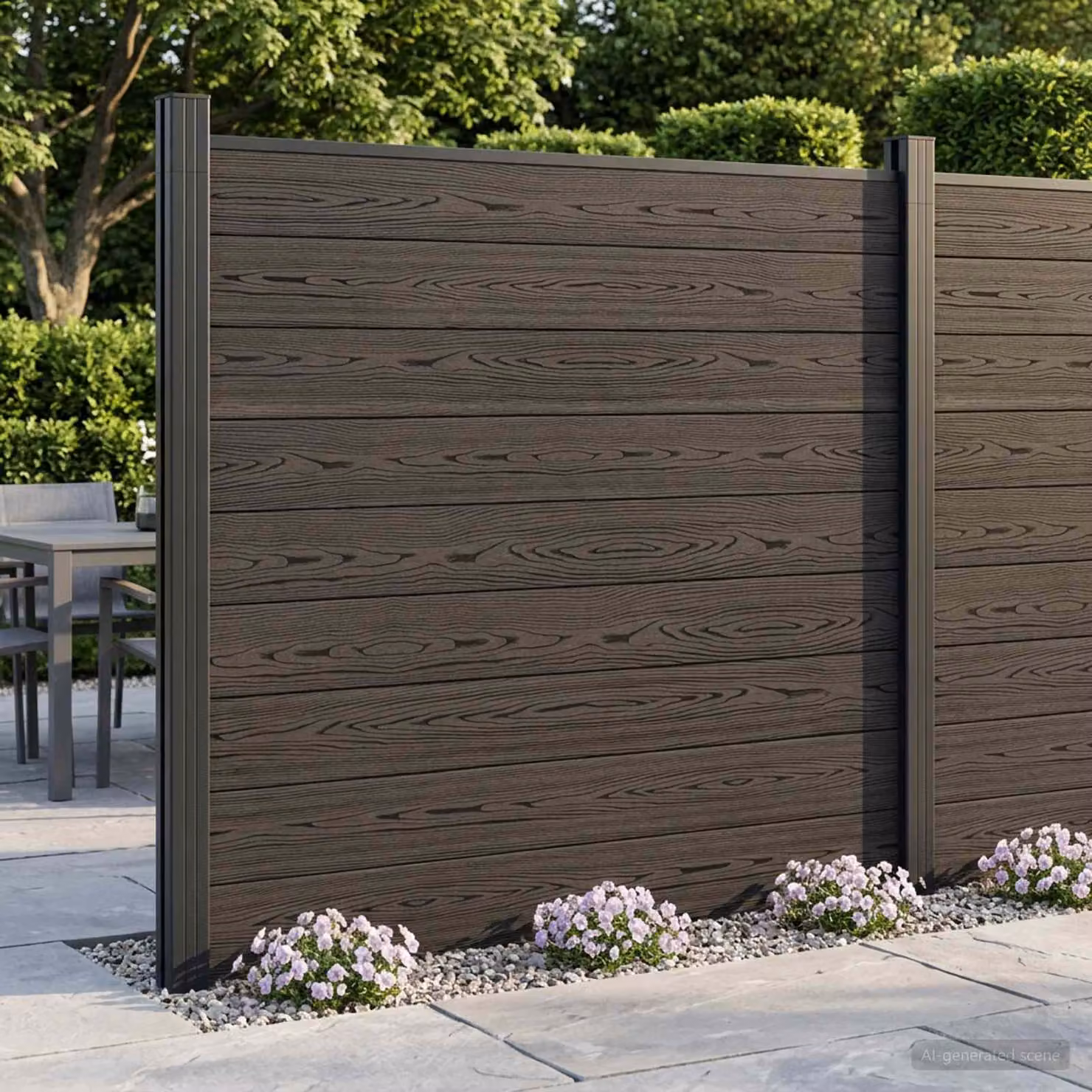 Set di recinzione vidaXL in WPC e alluminio nero, L: 175 cm, H: 186 cm