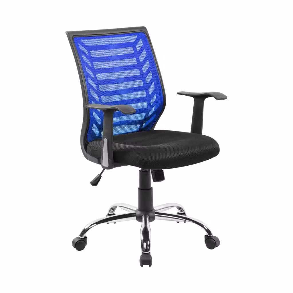 Sedia da ufficio operativa Camaleonte DMORA con braccioli e seduta ergonomica in rete, Nero e Blu, L: 59 cm, H: 93/103 cm – 2