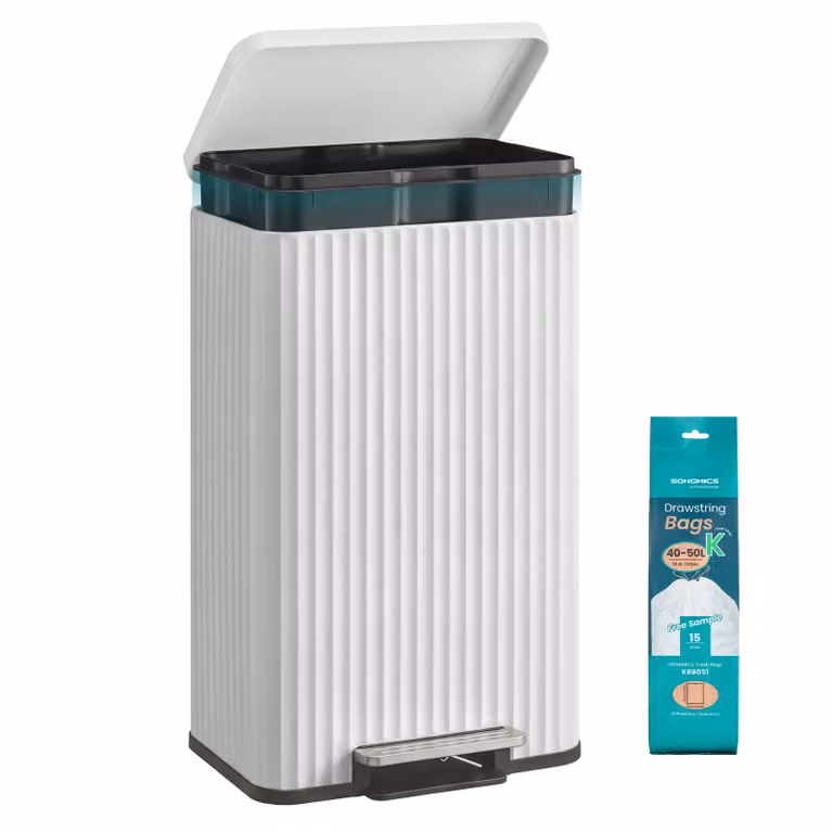 Cestino Cucina, 50 L, Pattumiera a Pedale, Cestino Spazzatura, Bianco
