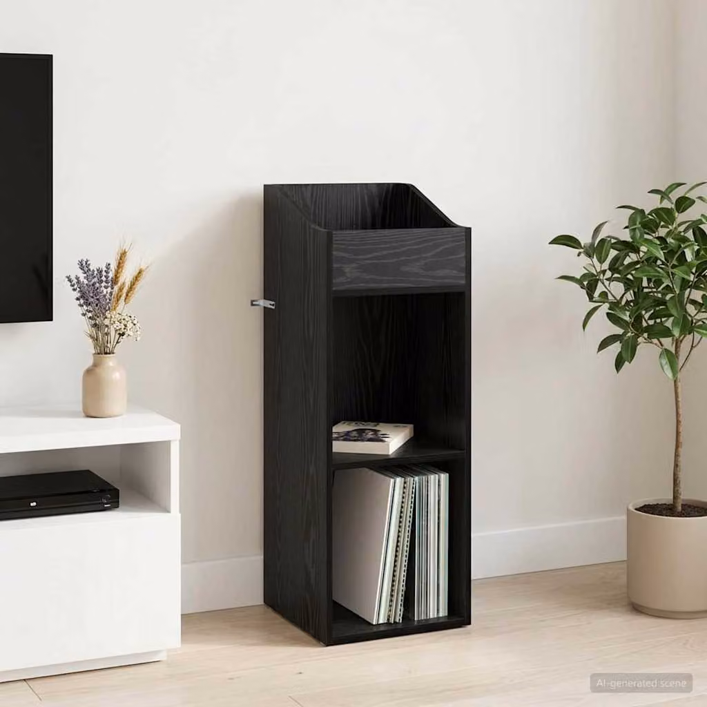 vidaXL Mobile porta vinili Rovere Nero L/P/H: 36 x 36 x 95,5 cm