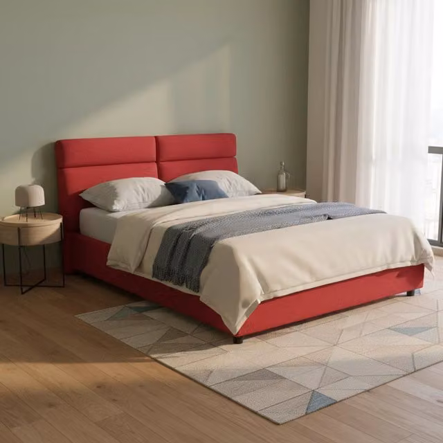 Letto Matrimoniale Alcatron DMORA Rosso Sfoderabile Made in Italy L/P: 160 x 200 cm – 1