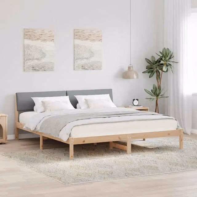Struttura del Letto Marrone e grigio chiaro 200 x 200 cm 3394328