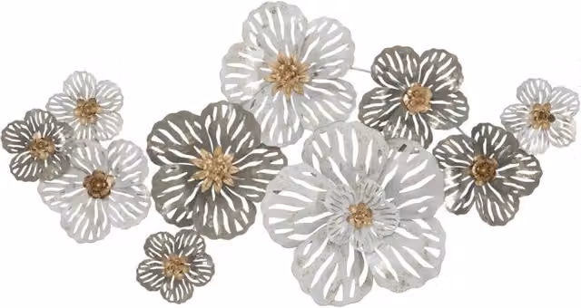 Pannello in ferro Lory Charme1921 bianco con decoro floreale L: 140 cm, P: 10 cm, H: 74,5 cm