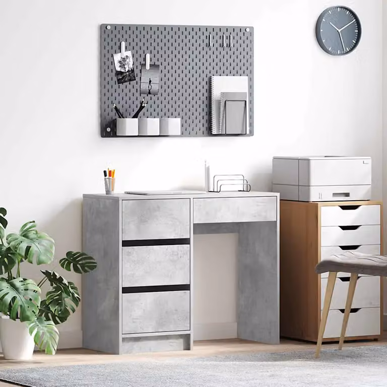 Scrivania moderna vidaXL in legno ingegnerizzato grigio, L 90 x P 37.5 x H 75 cm