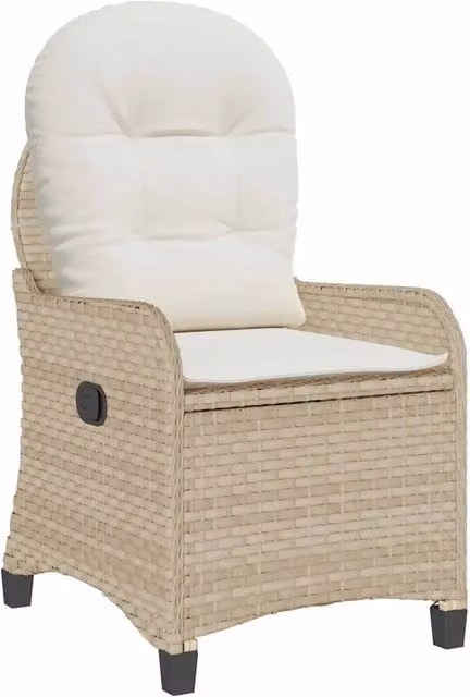 Poltrona reclinabile in rattan e metallo beige CFW5498014 L: 56 cm, P: 66 cm, H: 95 cm