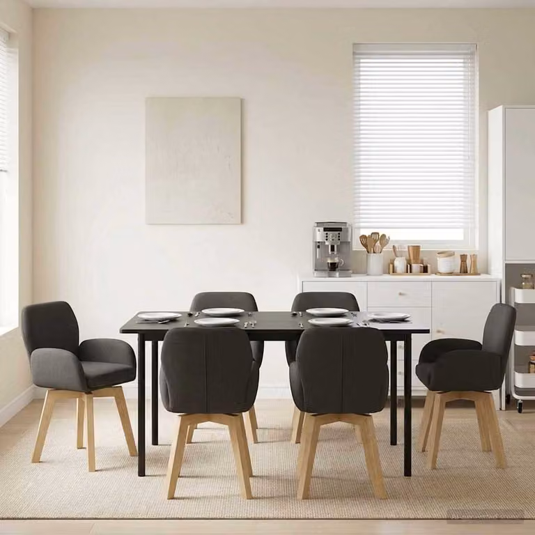 Set di 6 sedie da pranzo girevoli vidaXL in tessuto bouclé grigio scuro con design moderno