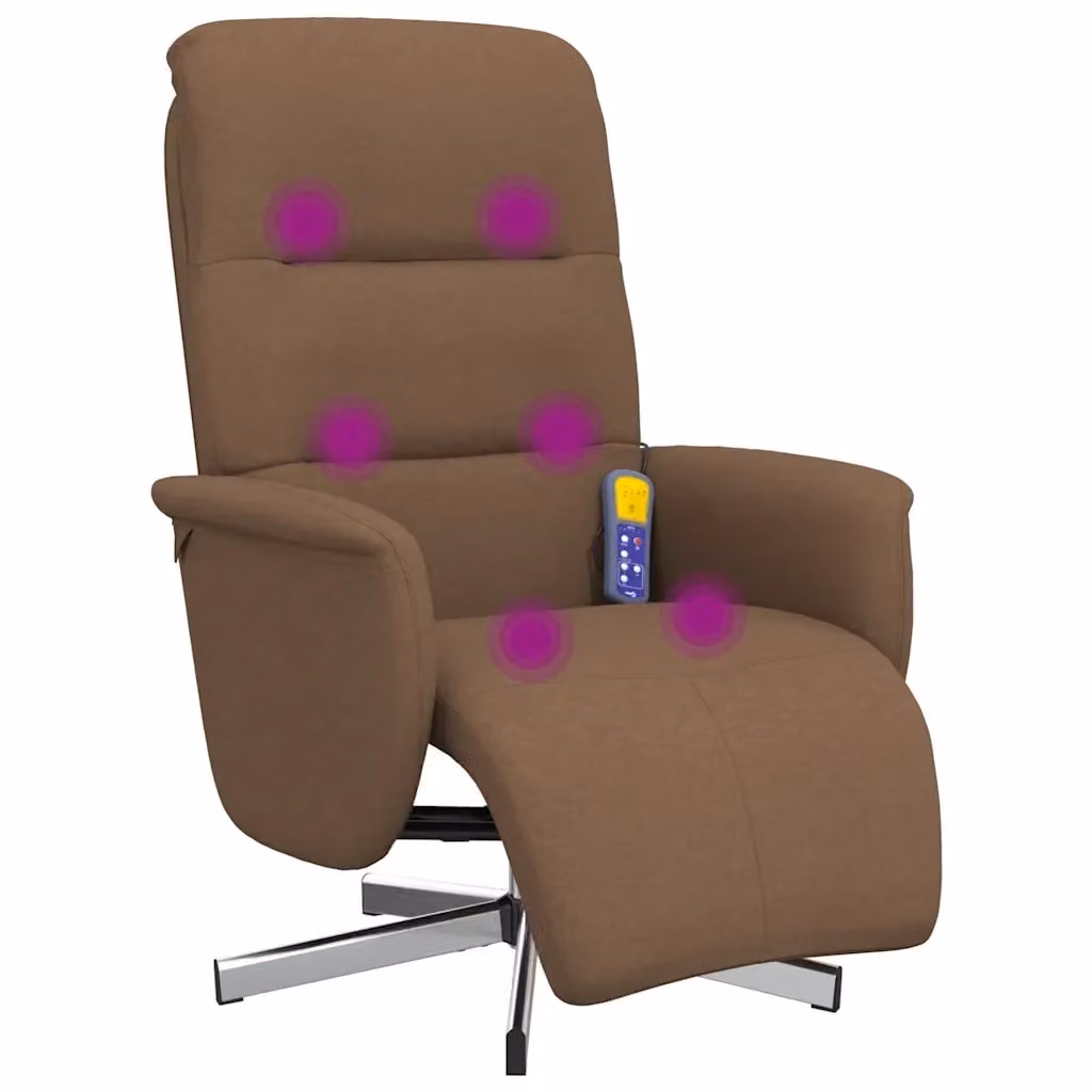 Poltrona Reclinabile Relax vidaXL in Tessuto Marrone con Braccioli e Base Girevole 360 Gradi – 2