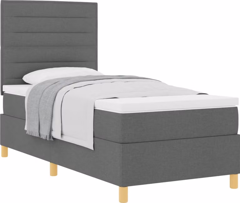 Letto a molle con materasso Grigio scuro 90 x 190 cm Tessuto