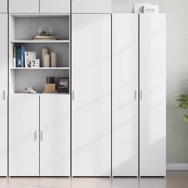 Credenza-Buffet-Armadio da cucina Bianca 45x42,5x185 cm in Legno Multistrato 573608