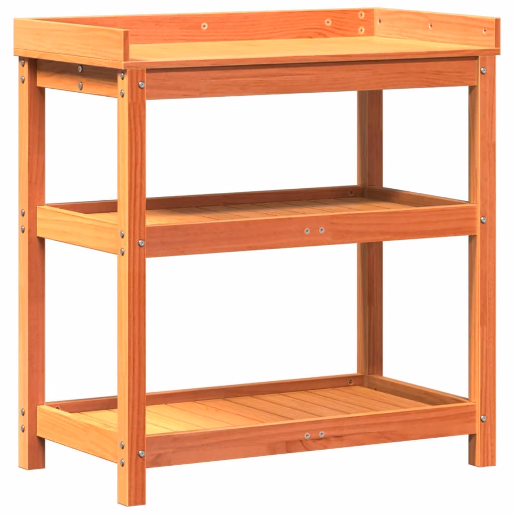 Tavolo per piante con ripiani Brown 82,5x45x86,5 cm in legno di pino massiccio