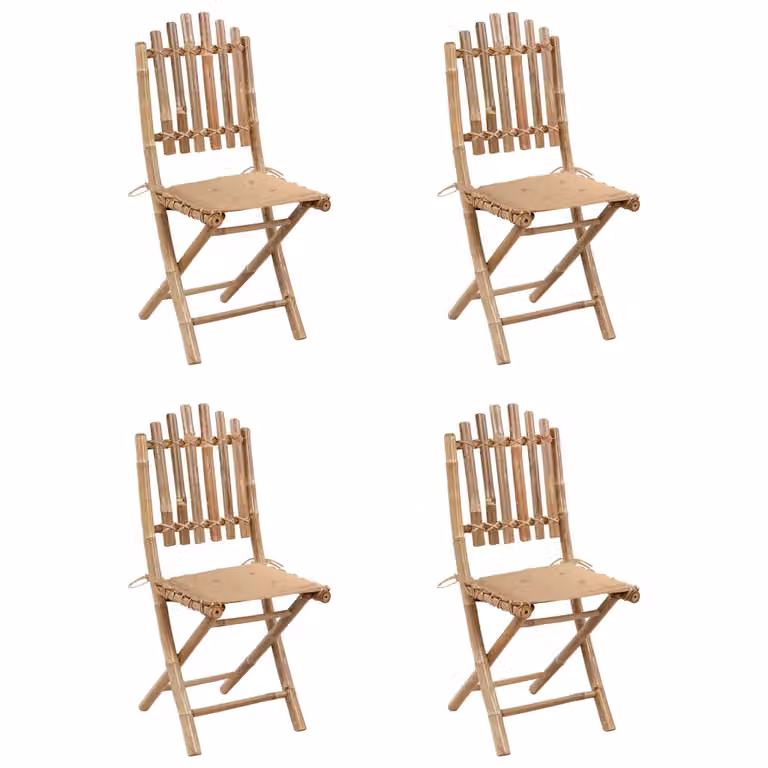 set da pranzo da giardino da 5 pezzi con cuscini Bambù pieghevole