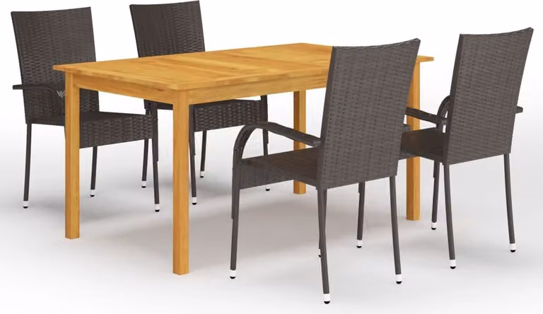 Maison Exclusive - Set da pranzo da giardino a 5 pezzi, marrone