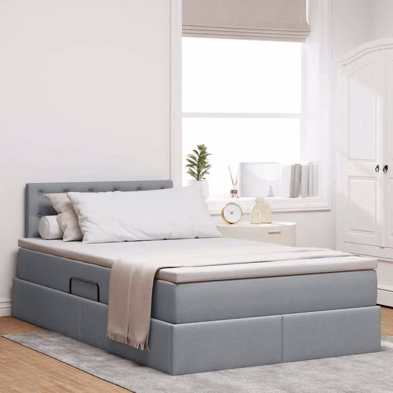 Letto con contenitore e materasso vidaXL Grigio chiaro L: 120 cm, P: 200 cm, H: 280 cm