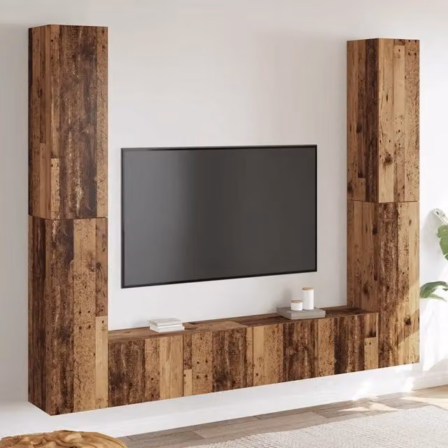 Mobili TV a Parete 6 pz Legno Vecchio Legno Multistrato 3328985