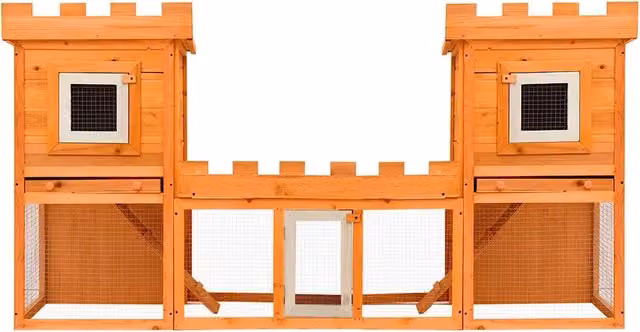 Grande conigliera all'aperto vidaXL in legno di pino con 2 casette per piccoli animali L: 192 cm, P: 101 cm, H: 50 cm – 1