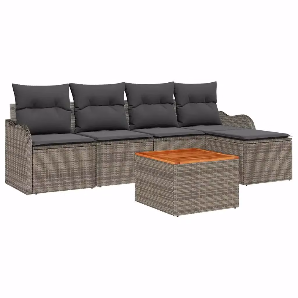 Set Divano da Giardino a L con Tavolino e Ottoman vidaXL, 6 Pezzi, Grigio – 2