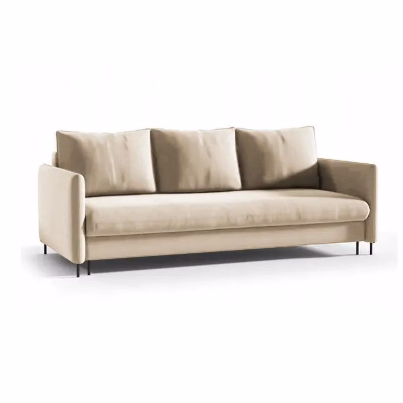 Divano letto Divano con funzione di letto e rete Divano in velluto beige con cuscini Soggiorno Camera dei bambini