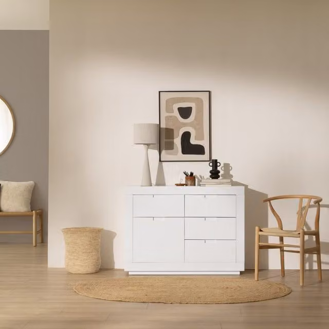 Comodino moderno Banak in legno laccato bianco