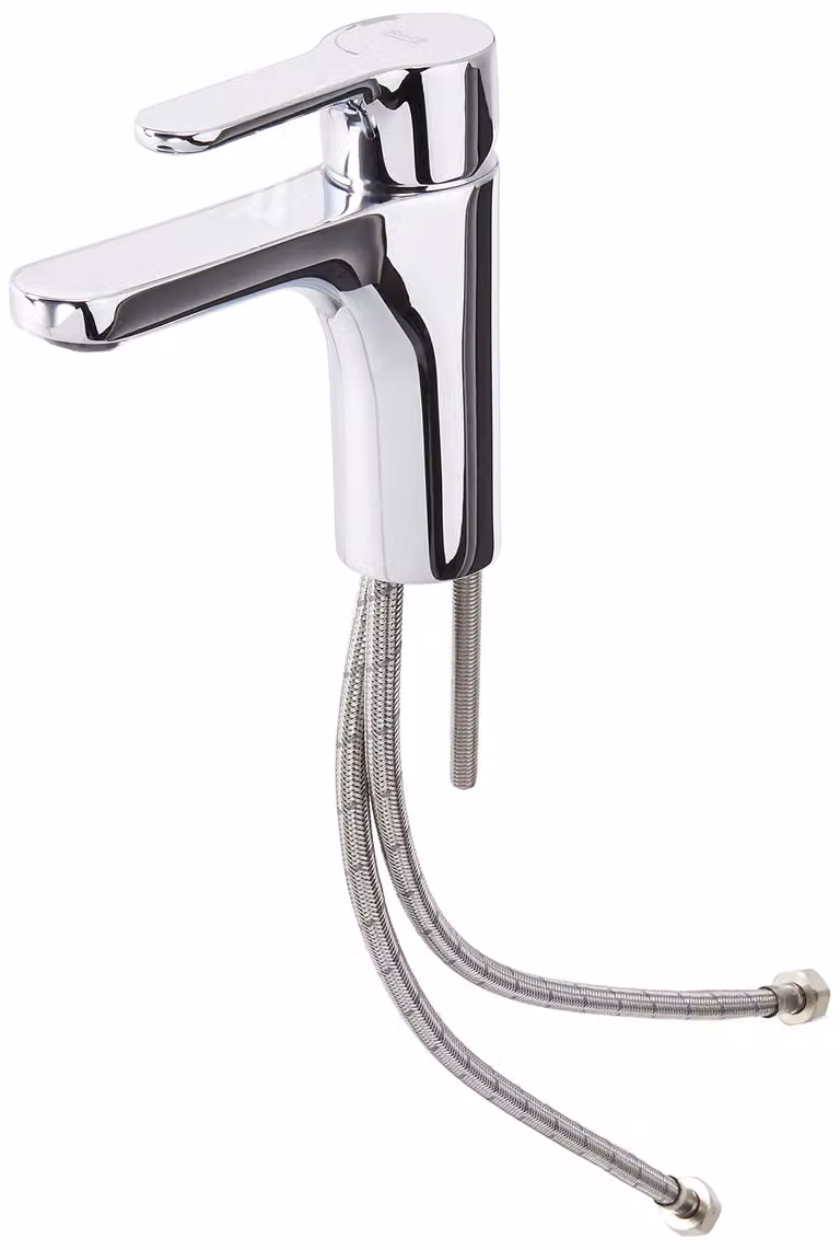 Miscelatore monocomando per lavabo, modello L20 XL, con apertura a freddo, finitura cromata, foro singolo