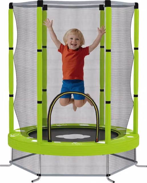 Trampolino Elastico ?140 cm ¨C Xylo ¨C con Rete di Sicurezza, Verde, 3-6 Anni