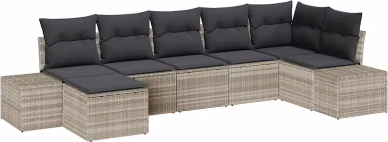 Set Divano da Giardino 7 pcs Grigio chiaro polyrattan