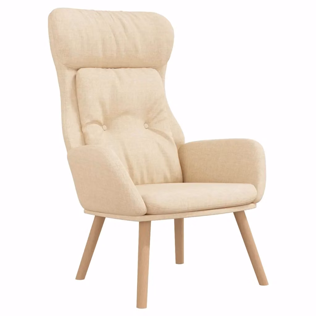 Poltrona Relax Moderna Beige in Tessuto con Struttura in Metallo e Legno – 2