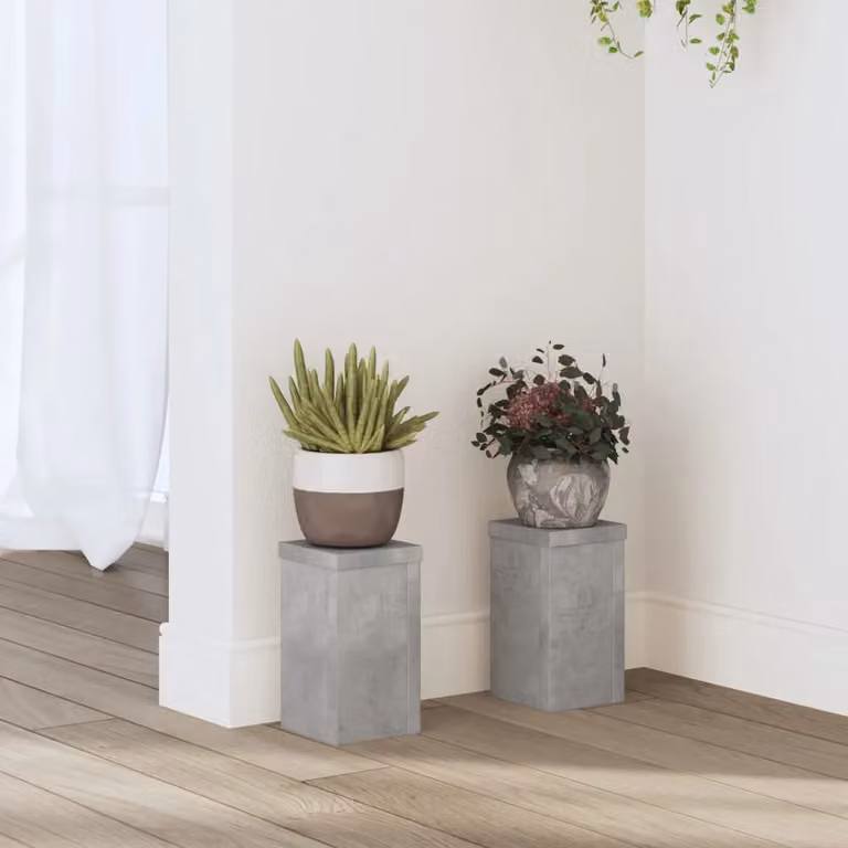 vidaXL Set di 2 supporti per piante moderni in legno e cemento Grigio, L/P/H: 10 x 10 x 18 cm
