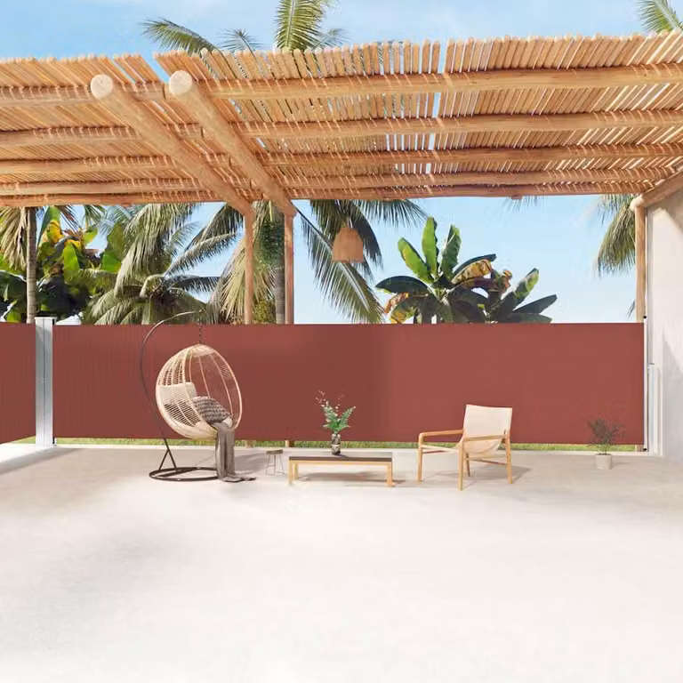 vidaXL Tenda da Sole Laterale Retrattile Marrone in Poliestere con Supporto in Alluminio e Acciaio L: 1200 cm, H: 160 cm