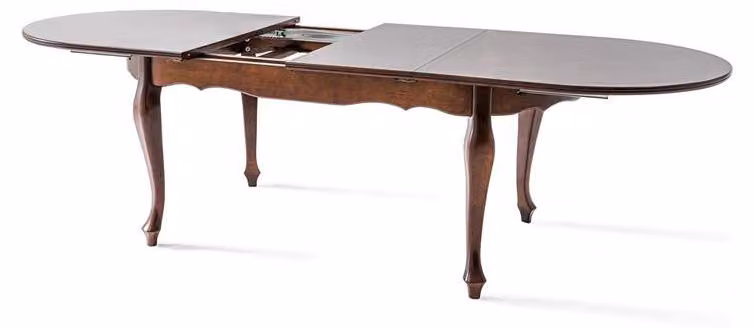 Erweiterbarer Esstisch im klassischen Stil mit geschwungenen Beinen