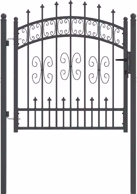 Cancello singolo in acciaio con punta a lancia KAMPEN colore grigio L: 103 cm, H: 100 cm CFW5839536 – 1